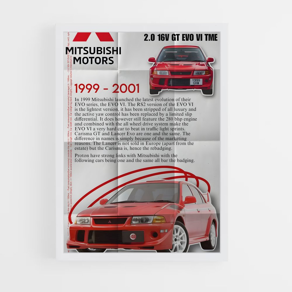 Poster époustouflant Lancer Evolution VI TME – affiche Mitsubishi (vue 3)